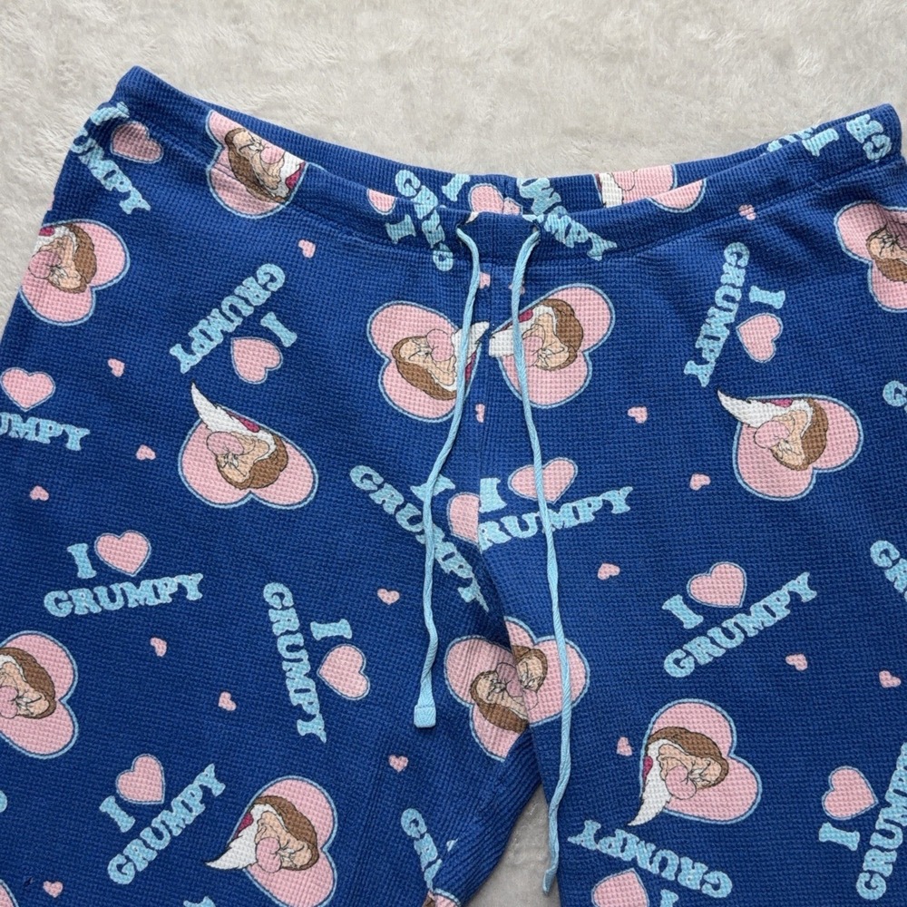 Disney Pajama Lounge Pants Women L Drawstring Snow White Dwarfs Sleepwear Knit - Picture 2 of 11